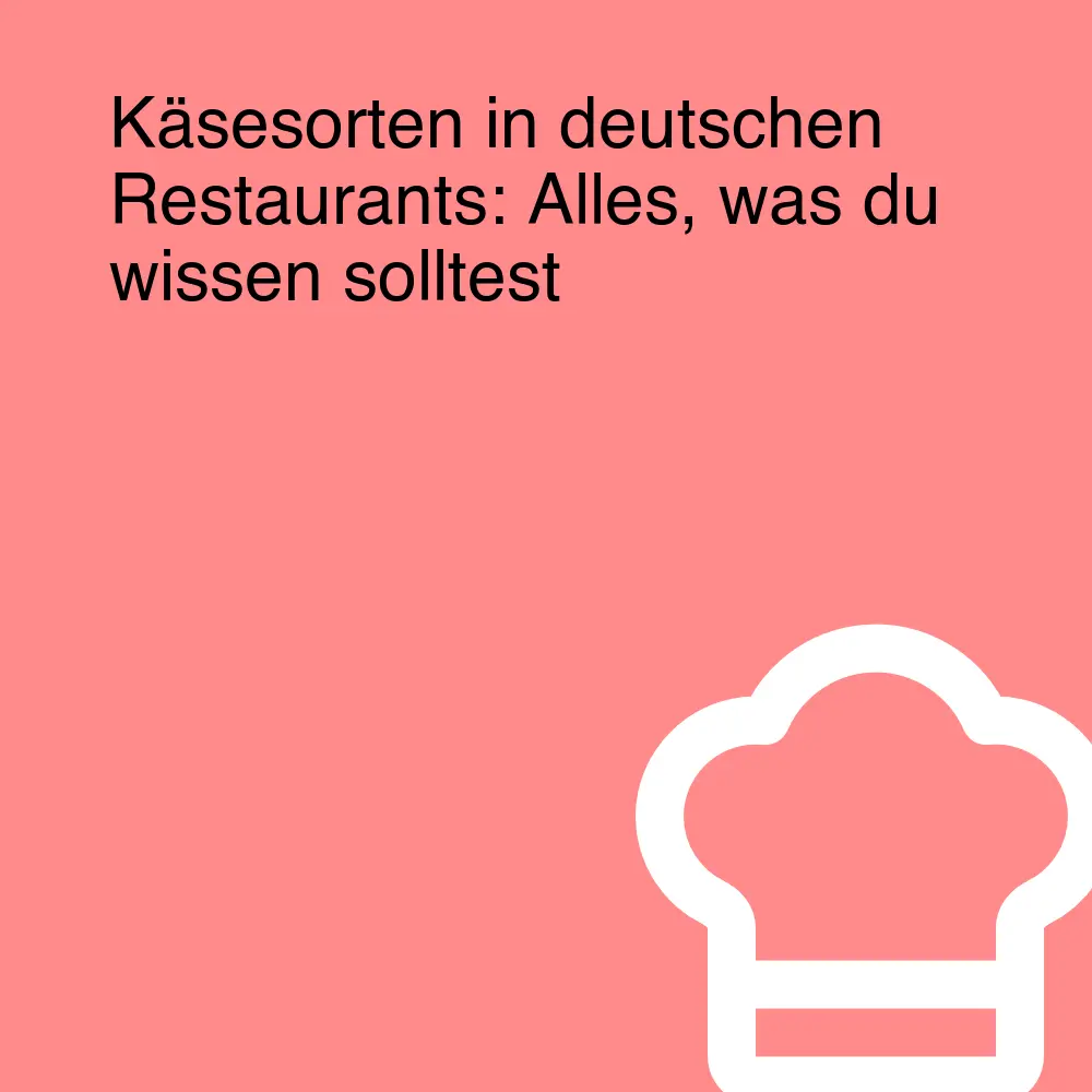 Käsesorten in deutschen Restaurants: Alles, was du wissen solltest